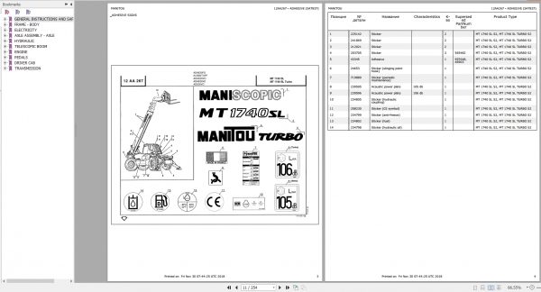 Manitou MT 1740 SL TURBO S2 MT 1740 SL S2 Genuine Parts Catalogue 547837 2