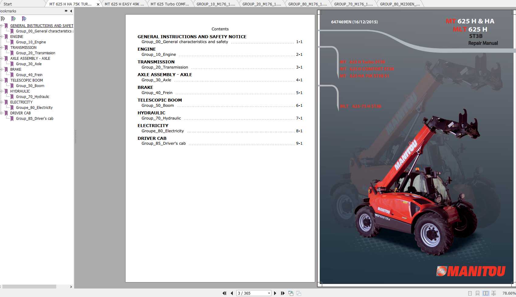 Manitou MT 625 Repair Manuals 1