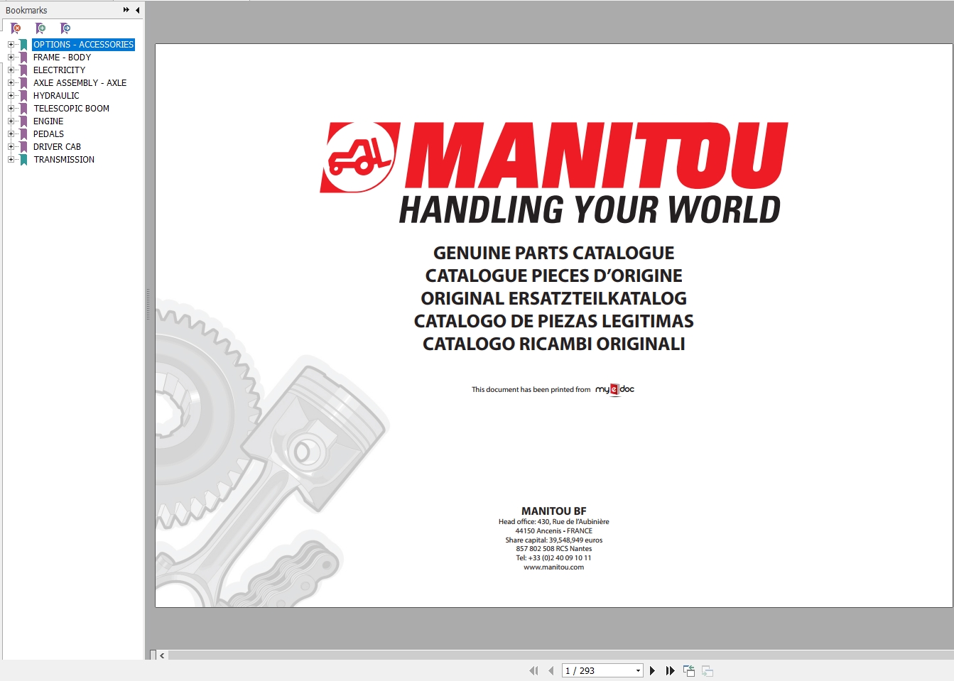 Manitou MT 728 928 MLT 5 6 7 MU Genuine Part Catalogue 547519 1