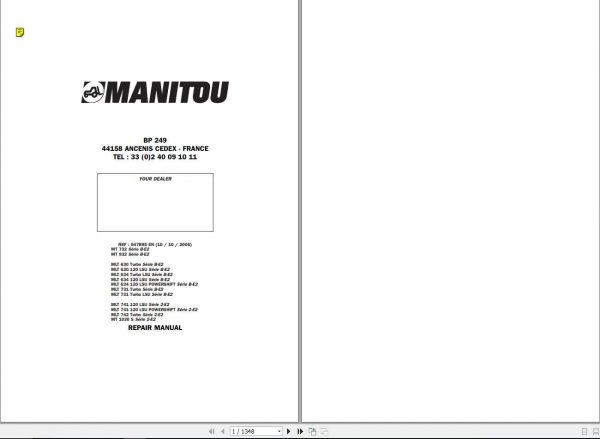 Manitou MT 732 932 1030 MLT 630 634 731 741 Turbo LSU SB E2 Repair Manual 547895EN 1