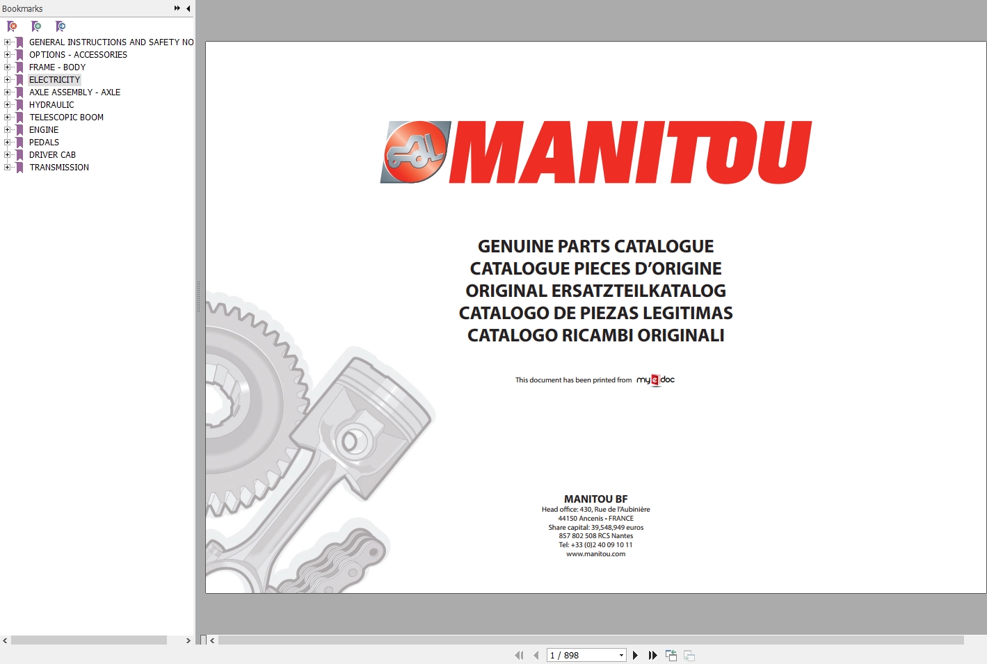 Manitou MT 732 932 MLT 630 634 731 Turbo LSU PS Serie B E2 Genuine Part Catalogue 1