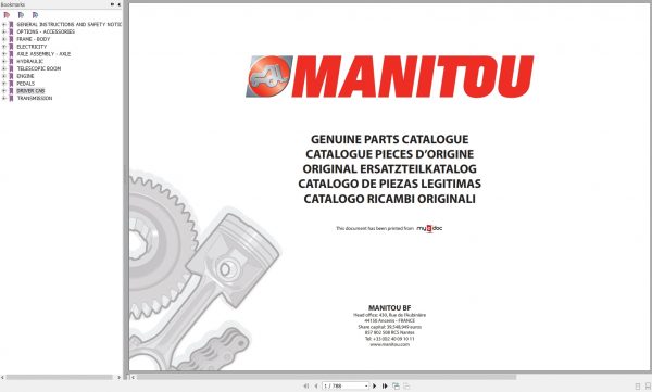 Manitou MT 932 SA Genuine Parts Catalogue 1