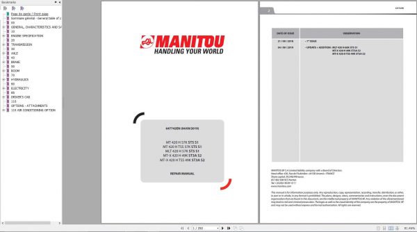 Manitou MT MLT MT X 420 H TSS 49K 57K ST5 ST3A S1 S2 Repair Maunual 647742EN 04 09 2019 1