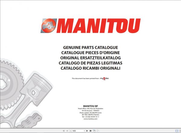 Manitou MT X 1840 A E3 Genuine Parts Catalogue 1