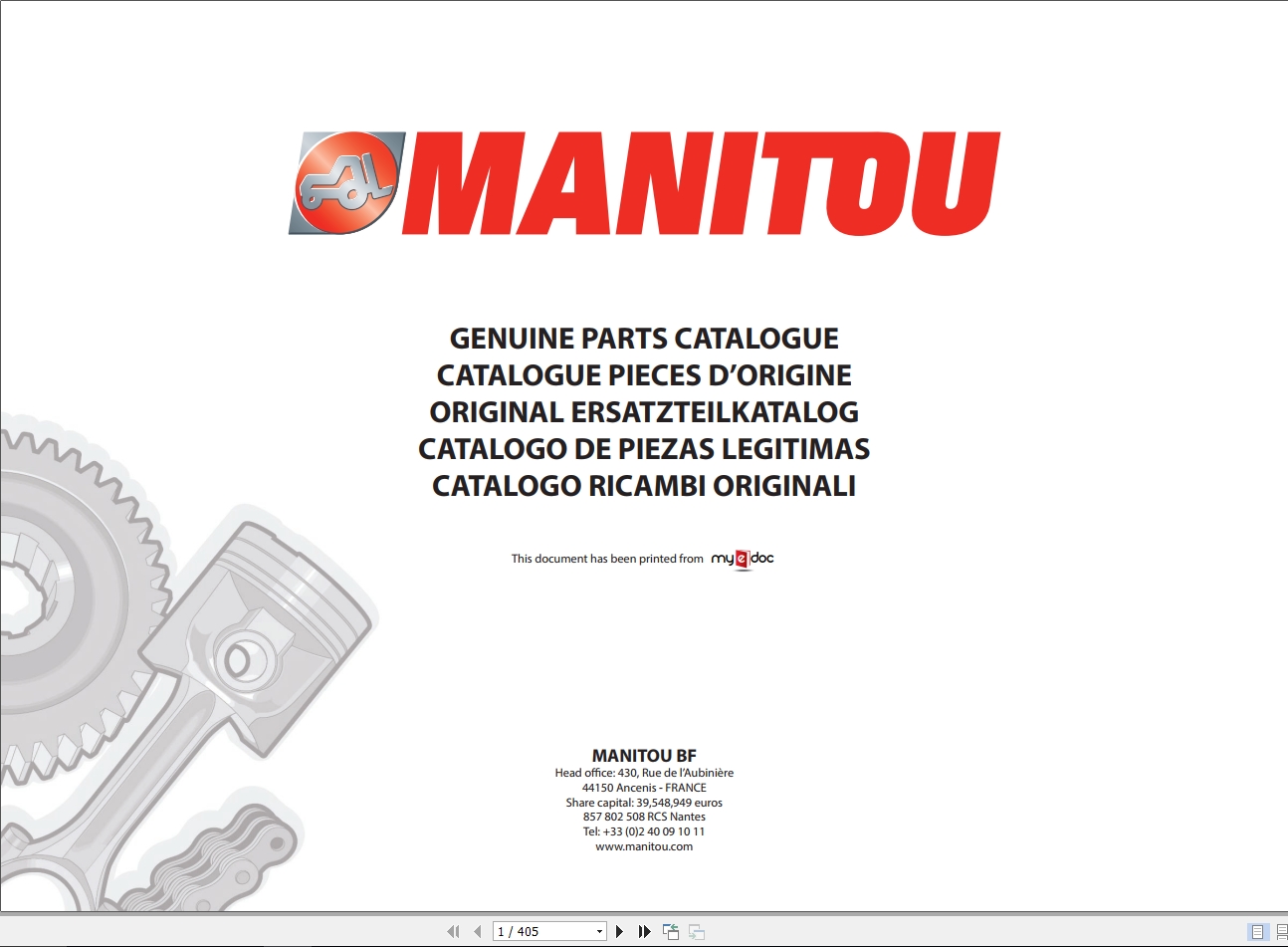 Manitou MT X 1840 A E3 Genuine Parts Catalogue 1
