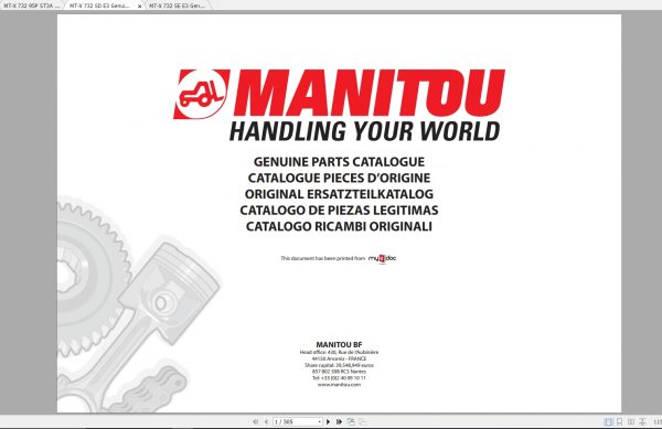 Manitou MT X 732 Genuine Parts Catalogues 1