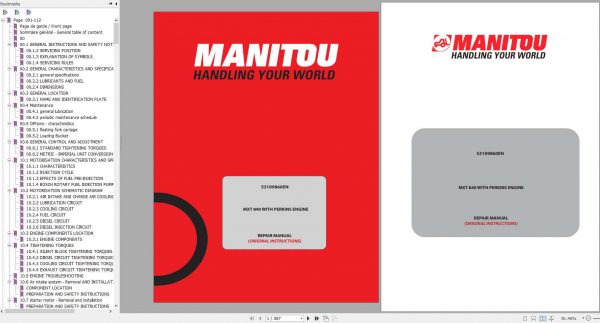 Manitou MXT 840 REPAIR MANUAL PERKINS V4 53109860EN 02 2021 1