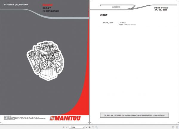 Manitou Perkins Engine 903 27 Repair Manual 647068EN 1