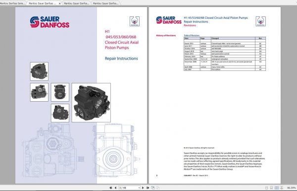 Manitou Sauer Danfoss Hydrostatic Pump Motor Repair Manuals 2 1
