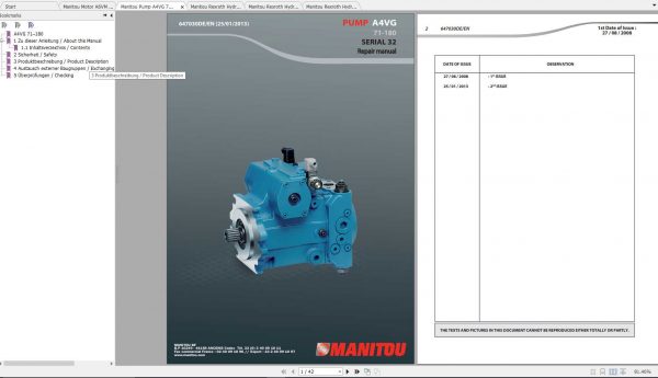 Manitou Sauer Danfoss Hydrostatic Pump Motor Repair Manuals 2