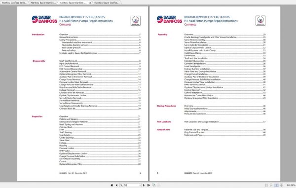 Manitou Sauer Danfoss Hydrostatic Pump Motor Repair Manuals 3 1