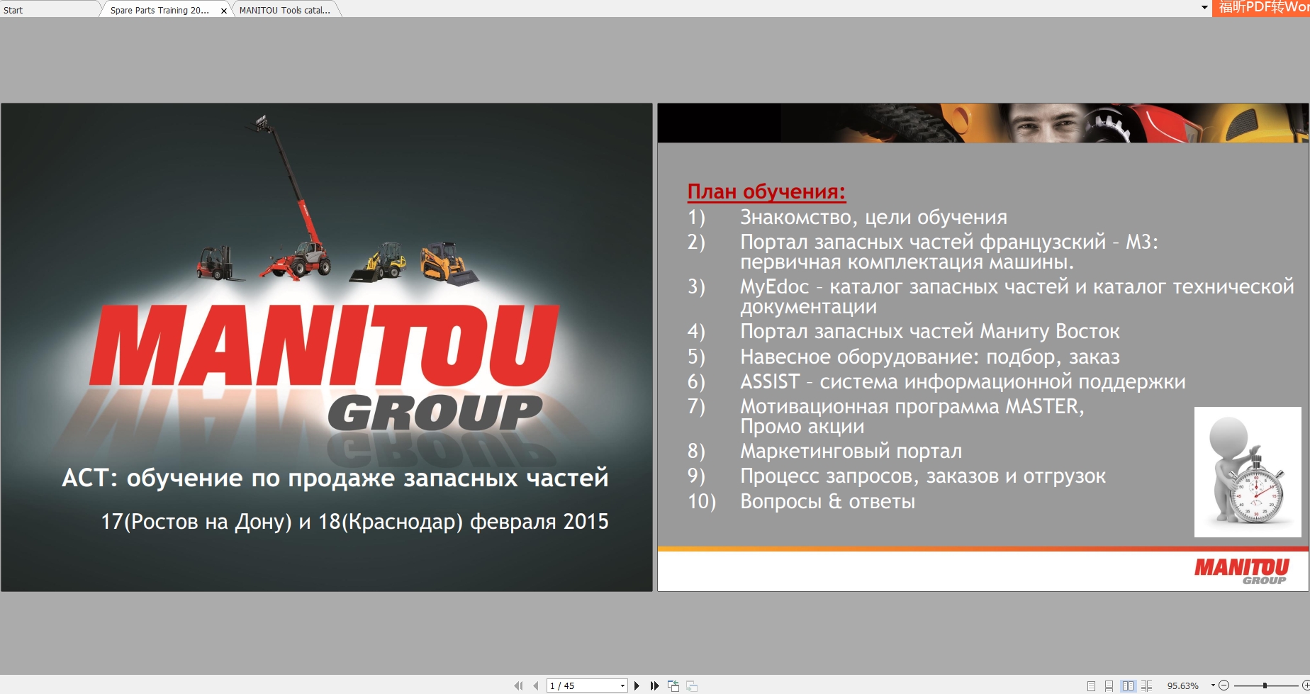 Manitou Spare Parts Training RU Tools Catalog 2