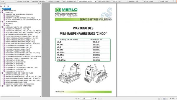 Merlo CINGO SERIE 2 ab 2007 Service Manual Hydraulic Electrical Diagram DE 1