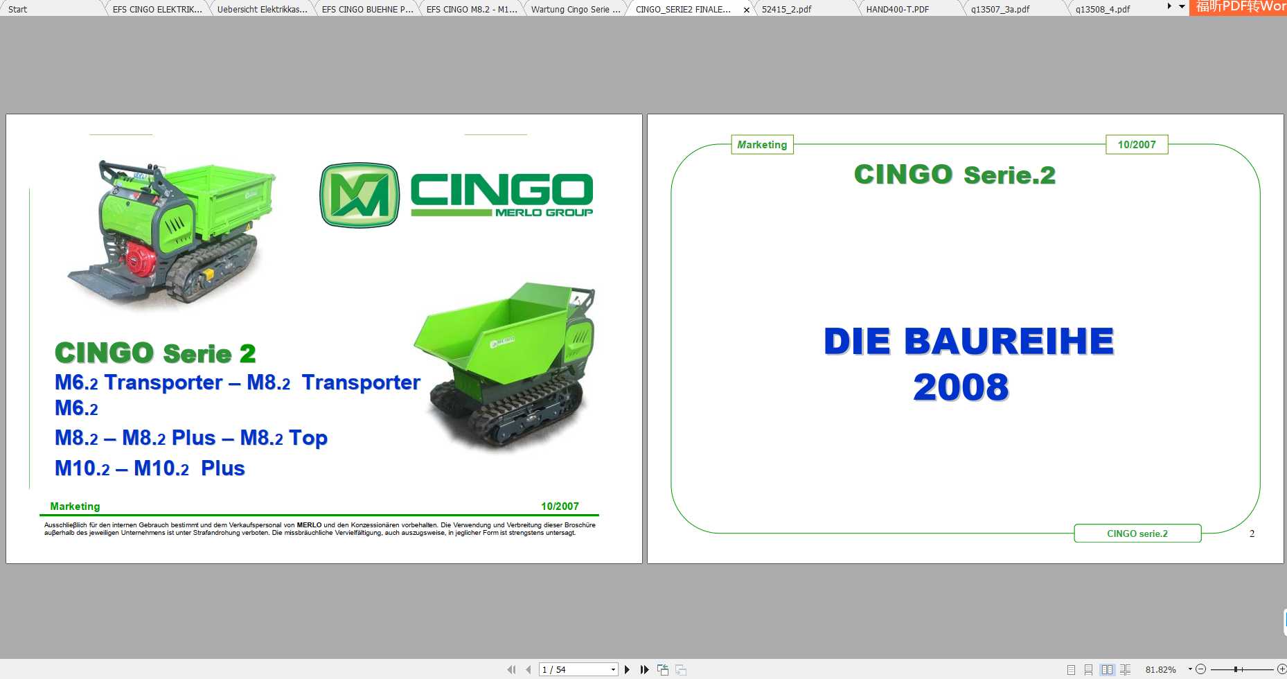 Merlo CINGO SERIE 2 ab 2007 Service Manual Hydraulic Electrical Diagram DE 2