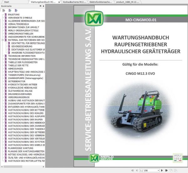 Merlo CINGO SERIE EVO Maintenance ManualHydraulic Electrical Diagram DE 1
