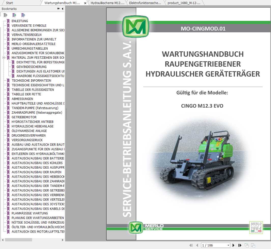 Merlo CINGO SERIE EVO Maintenance ManualHydraulic Electrical Diagram DE 1