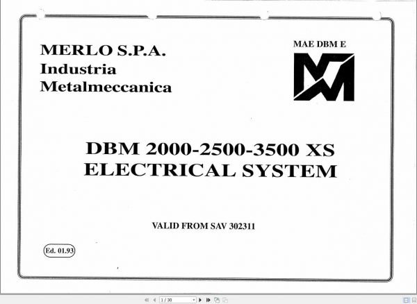 Merlo DBM 2500 3000 3500 XS Electrical System 1
