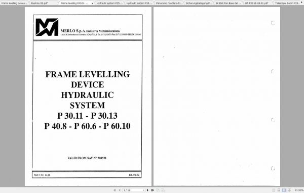 Merlo Panoramic XS Driver Train Hydraulic Electrical Manual DE 2