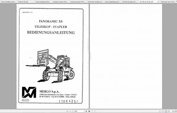 Merlo Panoramic XS Driver Train Hydraulic Electrical Manual DE 3