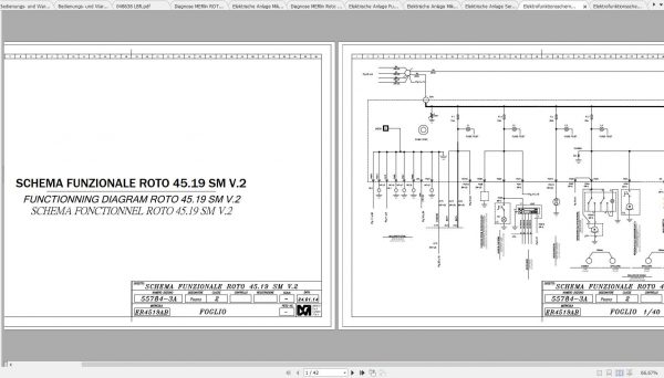 Merlo ROTO SM 600°R45.19 R45.21 Service Manual Mechanic Manual Hydraulic Electrical Diagram DE 4