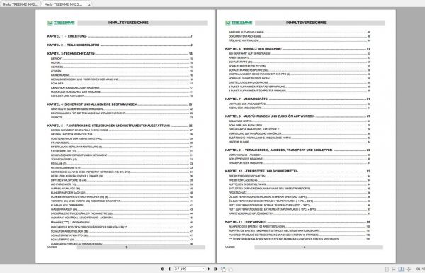 Merlo TREEMME MM250B Operating Maintenance Manual Parts Manual DE 4