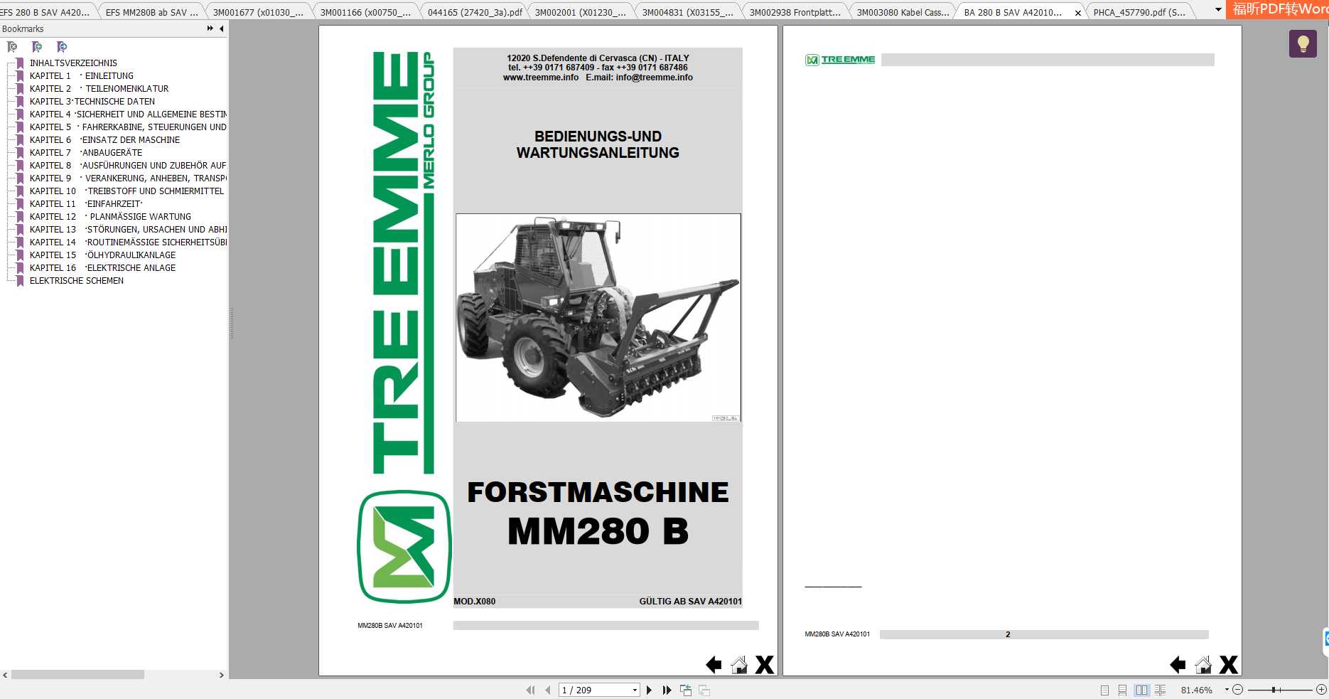 Merlo TREEMME MM280B Service Parts Manual Hydraulic Electrical Diagram 1