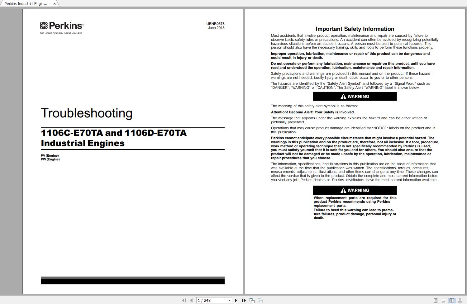 Perkins Industrial Engines 1106C E70TA 1106D E70TA Troubleshooting EN 1