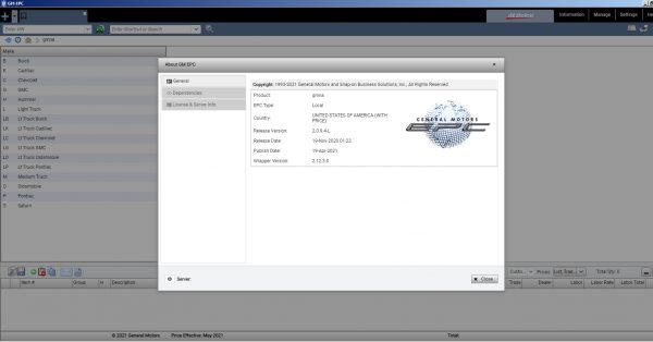 VM WARE General Motors GMNA EPC 05.2021 Spare Parts Catalogue 0