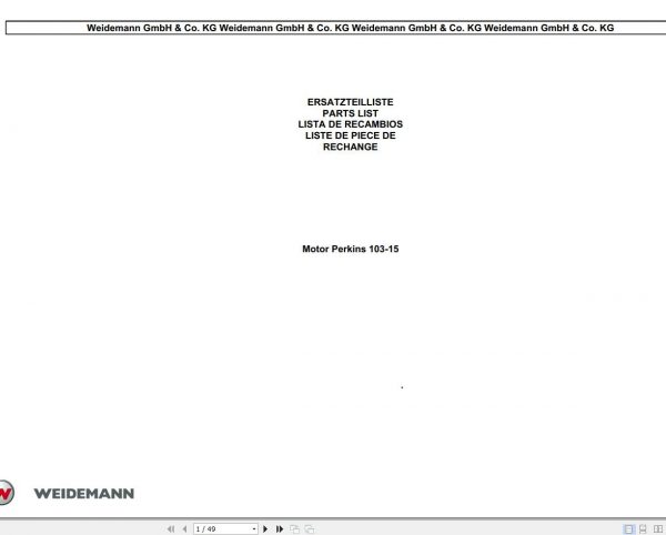 Weidemann Engine Perkins 103 15 Parts List DEFRESEN 1