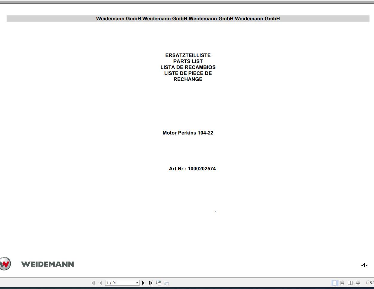 Weidemann Engine Perkins 104 22 Parts List DEFRESEN 1