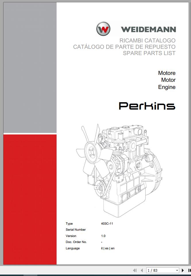 Weidemann Engine Perkins 403C 11 1.0 Spare Parts List ITESEN 1