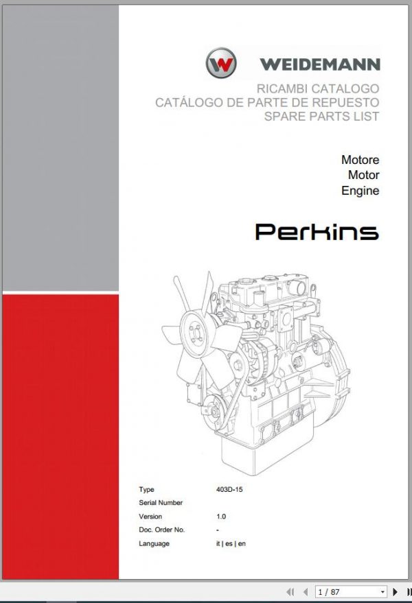 Weidemann Engine Perkins 403D 15 1.0 Spare Parts List ITESEN 1