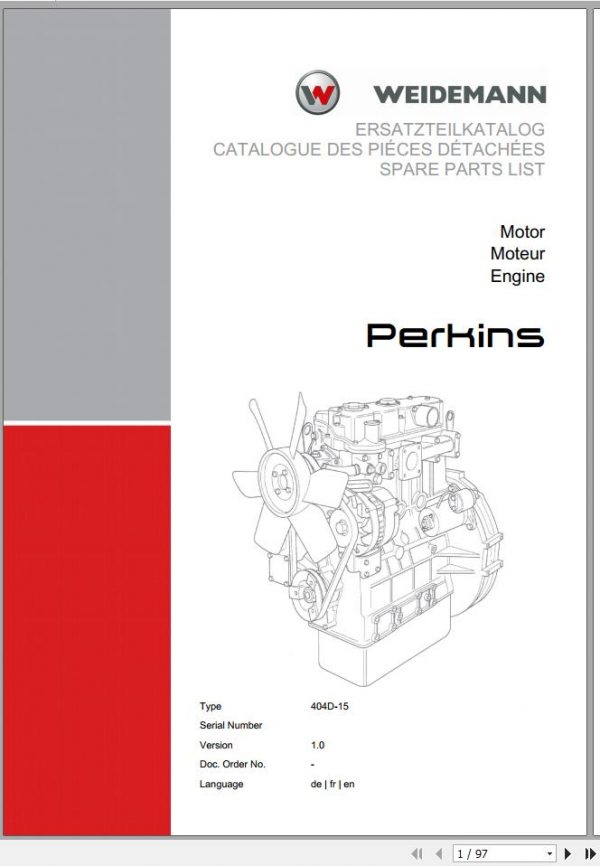 Weidemann Engine Perkins 404D 15 1.0 Spare Parts List DEFREN 1