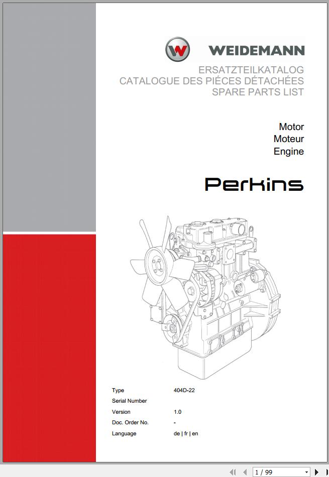 Weidemann Engine Perkins 404D 22 1.0 Spare Parts List DEFREN 1