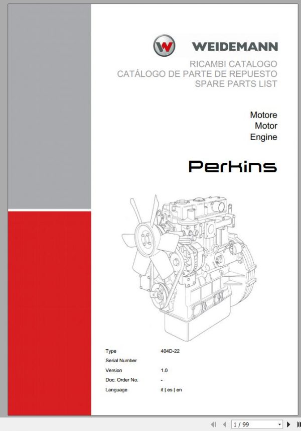 Weidemann Engine Perkins 404D 22 1.0 Spare Parts List ITESEN 1