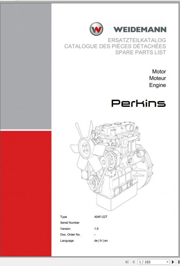 Weidemann Engine Perkins 404F 22T 1.0 Spare Parts List DEFREN 1