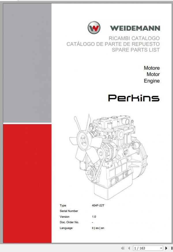 Weidemann Engine Perkins 404F 22T 1.0 Spare Parts List ITESEN 1