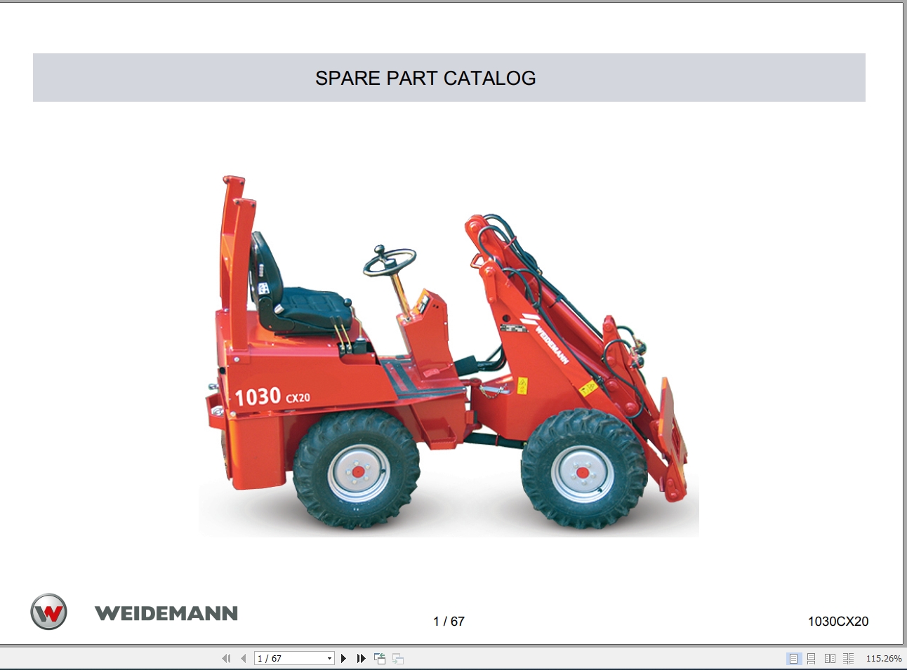 Weidemann Skid Loader 1030CX20 Spare Parts List 2