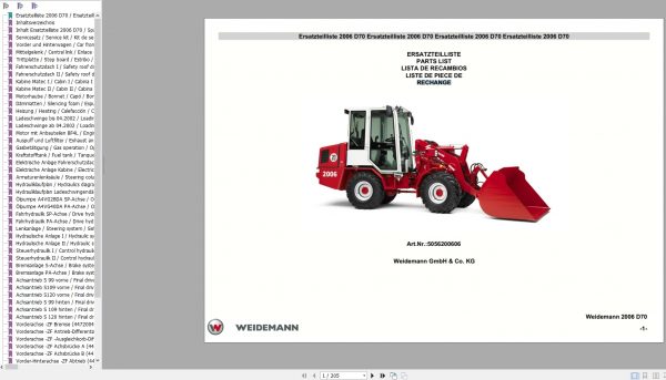 Weidemann Telehandler D70 2006 Spare Parts List DEESFREN 1