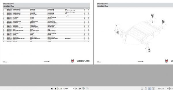 Weidemann Telescopic Loader 3080LP T RL50 1.0 Spare Parts List ENDEFR 2