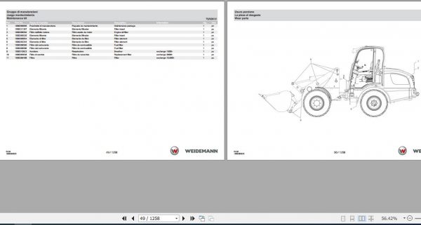 Weidemann Telescopic Loader 4080 T T4F RL60 1.0 Spare Parts List ENITES 2