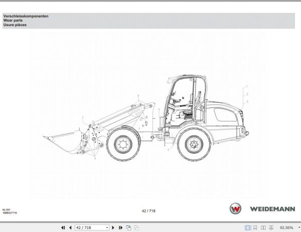 Weidemann Telescopic Loader 5080 T RL70T Spare Parts List ENDEFR 2