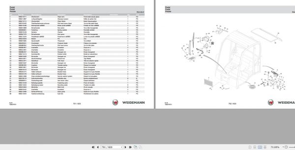 Weidemann Telescopic Loader 5080T T4F RL70 1.0 Spare Parts List DEFREN 2