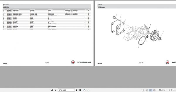 Weidemann Wheel Loader 1130CX30 1.0 Spare Parts List ENDEFR 2