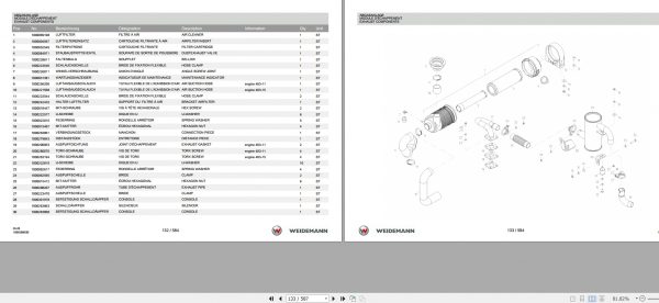 Weidemann Wheel Loader 1160 RL20 1.0 Spare Parts List DEFREN 2