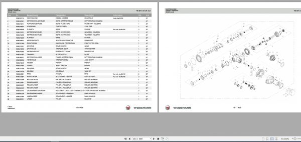 Weidemann Wheel Loader 1160CC35 1150DC 1.0 Spare Parts List DEFREN 2