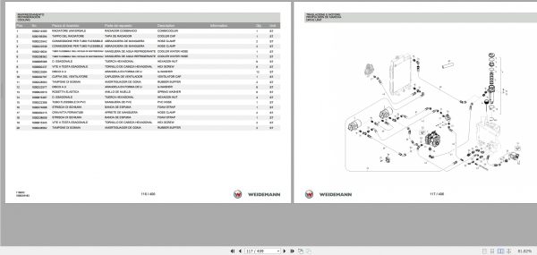 Weidemann Wheel Loader 1160CC35 1150DC 1.0 Spare Parts List ITESEN 2