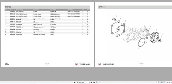 Weidemann Wheel Loader 1230CX30 12xxCX 1.0 Spare Parts List DEFREN 2
