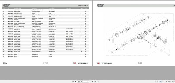 Weidemann Wheel Loader 1250CC35 12xxCC 1.0 Spare Parts List DEFREN 2