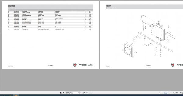 Weidemann Wheel Loader 1260 RL22 1.0 2019 Spare Parts List DEFREN 2